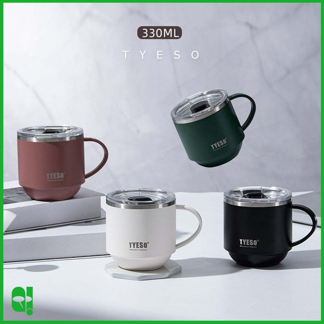 TYESO Cangkir Termos Air Minum Kopi dengan Tutup Thermos Stainless Steel Insulated Coffee Mug Cup with Lid