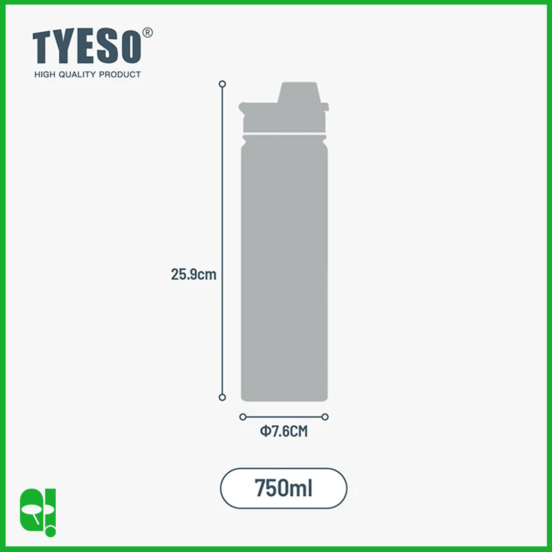 TYESO Botol Minum Olahraga Stainless dengan Tutup Erat Tahan Panas 750mL Thermos Cup Vacuum Insulated