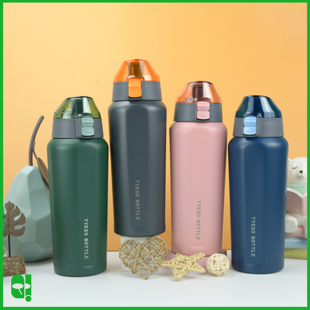 TYESO Botol Air Minum Olahraga Outdoor 600ml Thermos Stainless Steel Double Wall Termos Fitness Sports Water Bottle