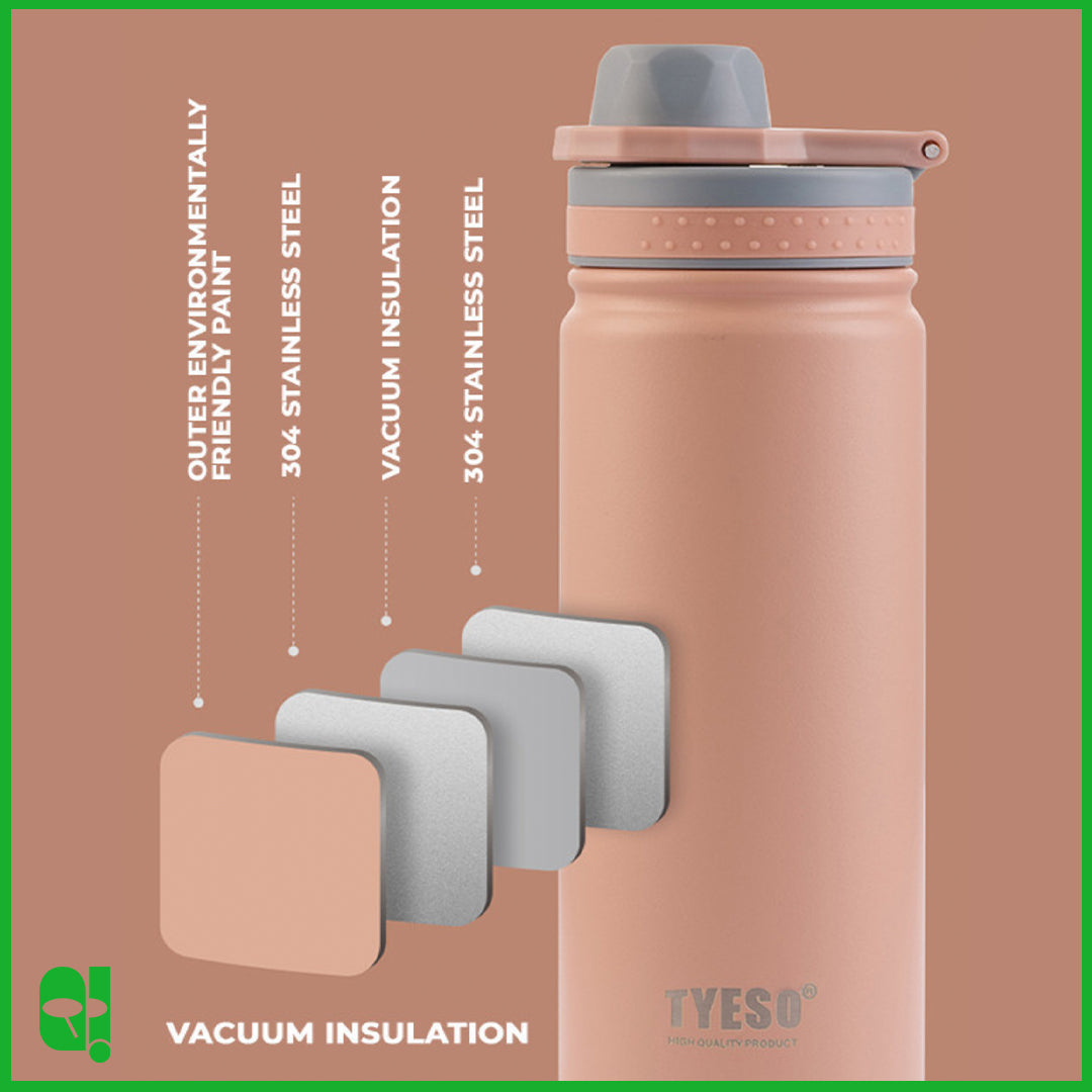 TYESO Botol Minum Olahraga Stainless dengan Tutup Erat Tahan Panas 750mL Thermos Cup Vacuum Insulated