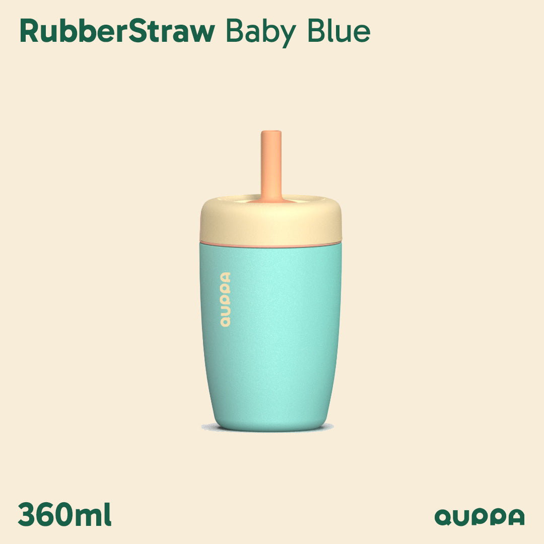 Tumbler Quppa RubberStraw 360ML BabyBlue