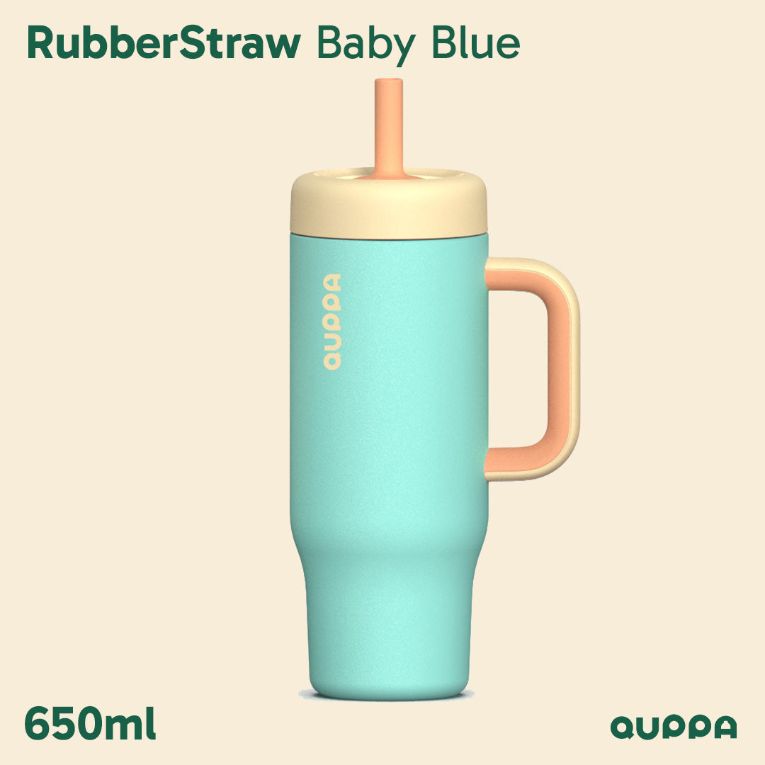 Tumbler Quppa RubberStraw 650ML BabyBlue