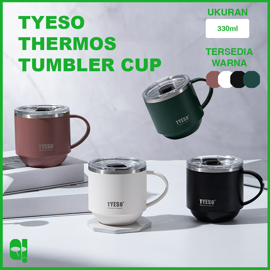 TYESO Cangkir Termos Air Minum Kopi dengan Tutup Thermos Stainless Steel Insulated Coffee Mug Cup with Lid