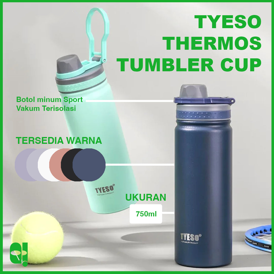 TYESO Botol Minum Olahraga Stainless dengan Tutup Erat Tahan Panas 750mL Thermos Cup Vacuum Insulated