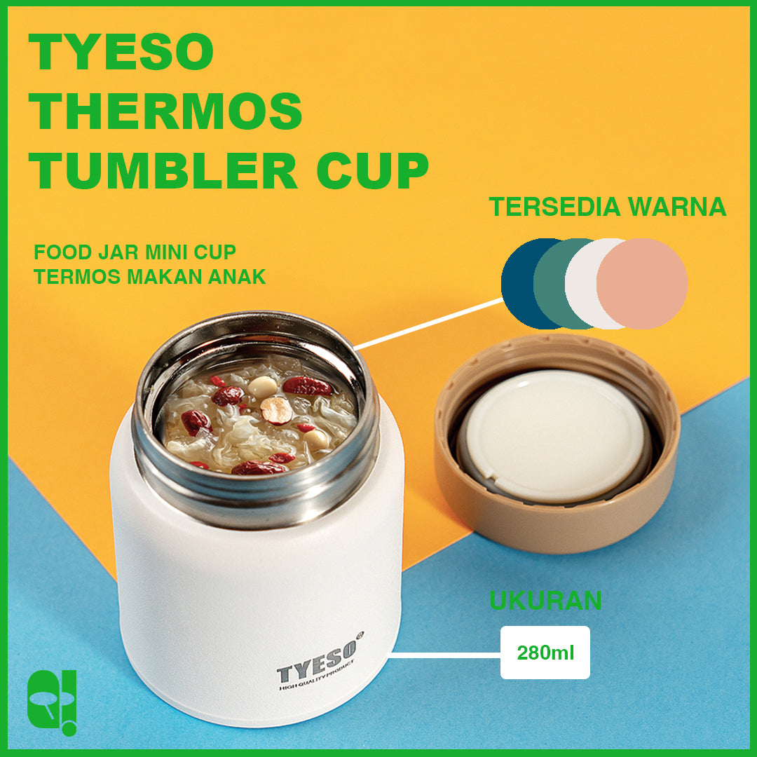 TYESO Tumbler Food Jar Portable 280ml Tahan Panas 12 jam Tahan Dingin 24 jam Original