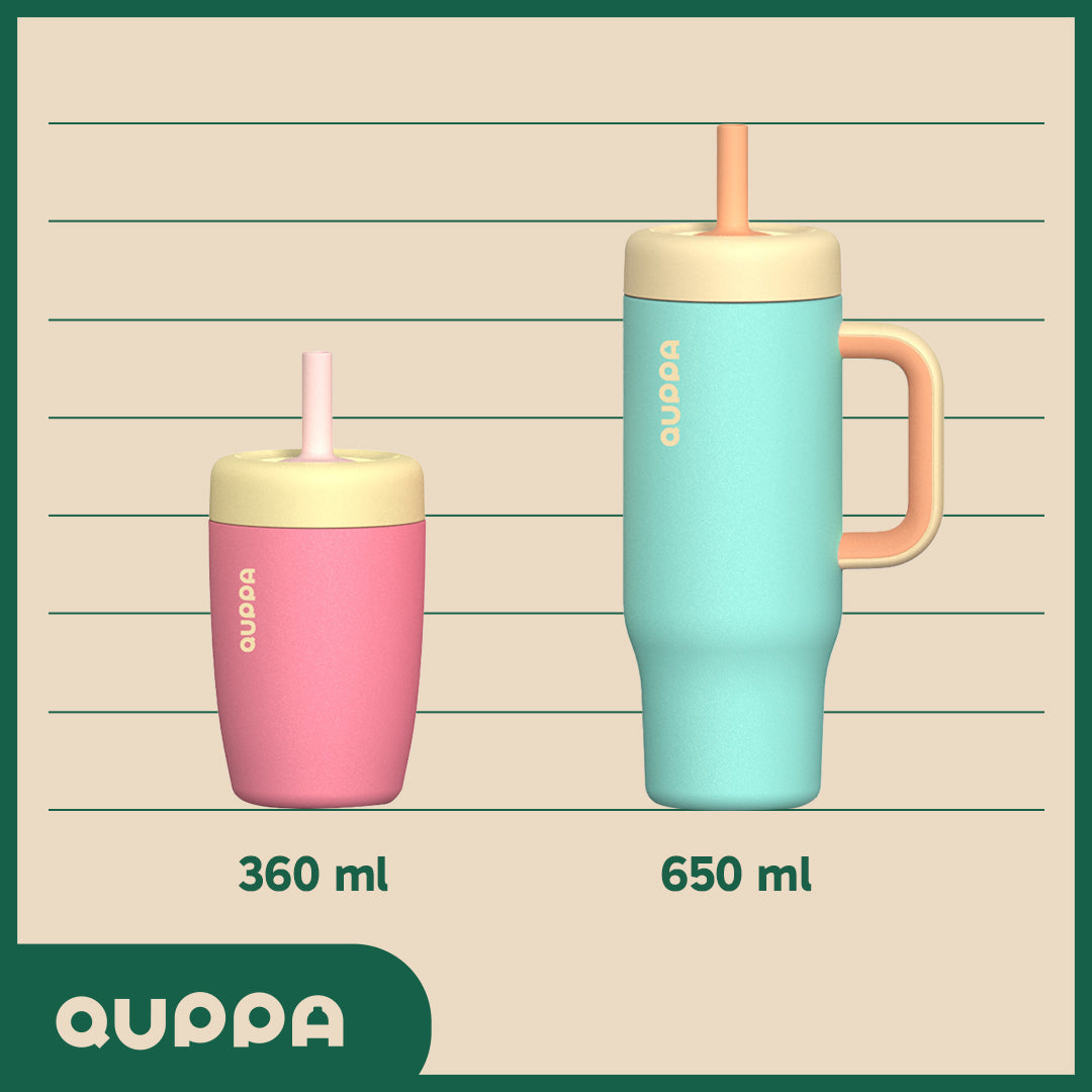 Tumbler Quppa RubberStraw 360ML CherryPink