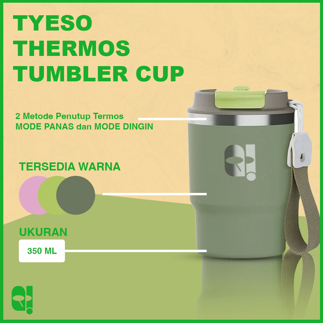 QCup Tumbler Stainless Steel Kopi Multifungsi dengan Insulasi Ganda Tahan Panas & Dingin berkapasitas 350ML